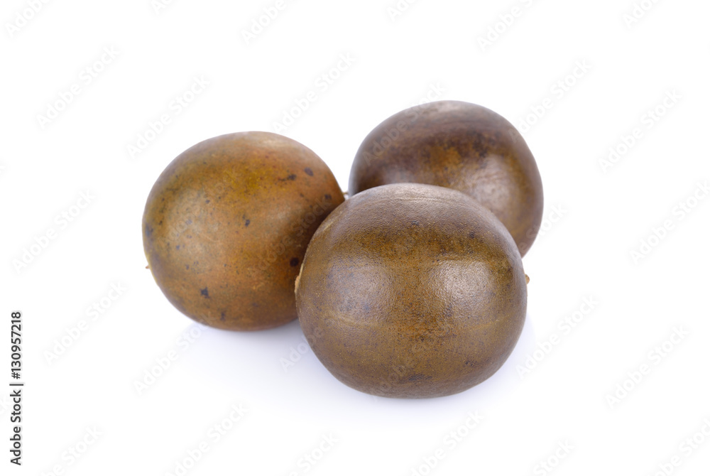 Chinese herbal luo han guo on white background Chinese herbal luo han guo on white background