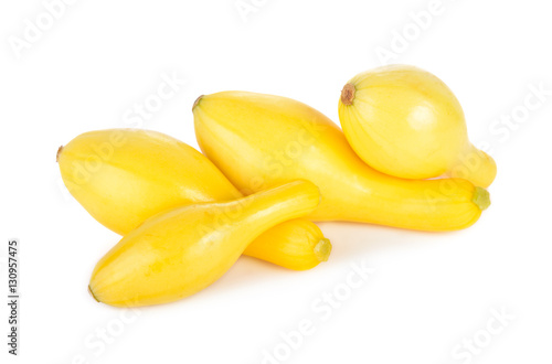 whole fresh squash crookneck on white background photo