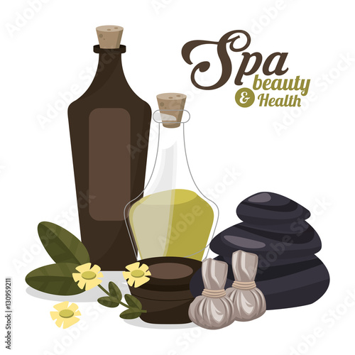 spa beauty and health oil creams with flowers poster vector illustration eps 10