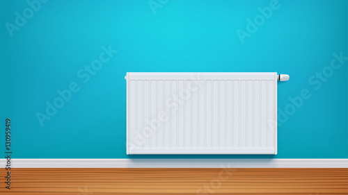 radiator on blue wall