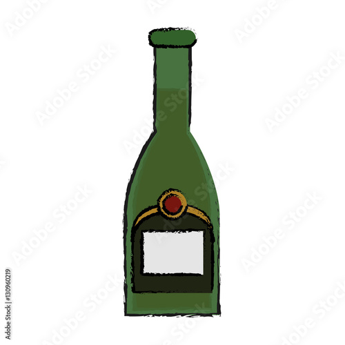 drawing green bottle champagne plastic cork outline vector illustration eps 10