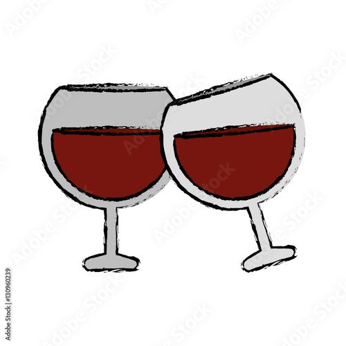 drawing two glass brandy beverage alcohol vector illustration eps 10