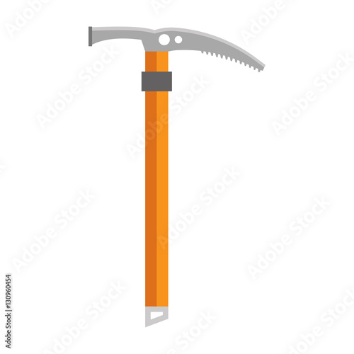 Mountain climbing ice tool vector illustration. Snow axe icon.