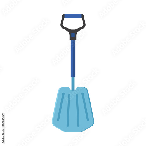 Snow shovel vector illustration. Blue sport emergency or avalanche shovel isolated on white background.