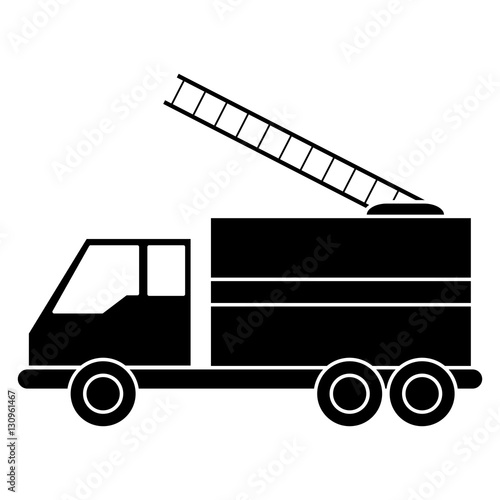 silhouette truck fire rescue urgency attention vector illustration eps 10