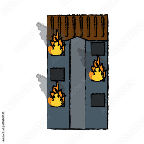 drawing fire building residential emergency vector illustration eps 10