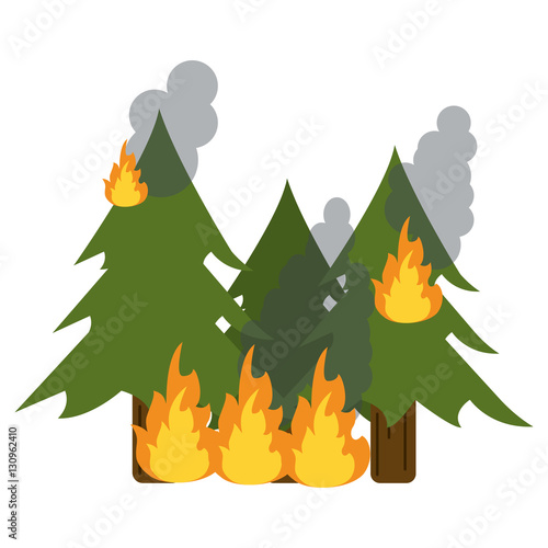 wildfire destroys pines smock vector illustration eps 10