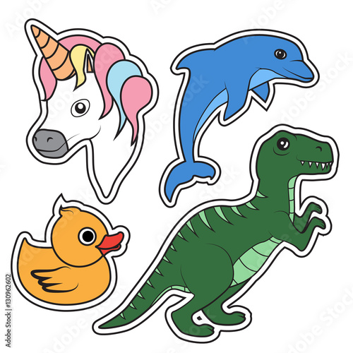 Patch board Unicorn, dinosaur, dolphin, duck. fashion patch, pin