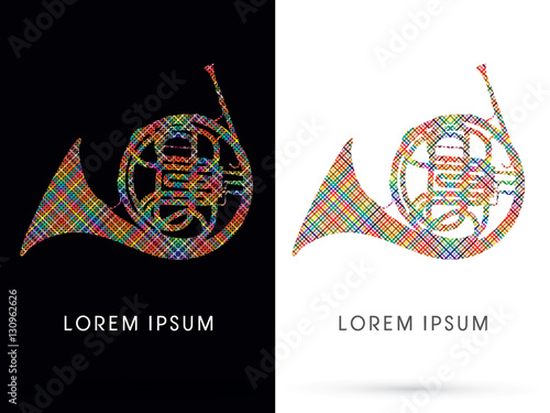 French horn graphic vector.