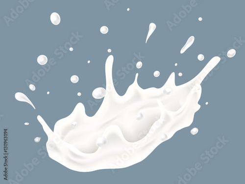 Realistic vector vector illustration of milk splash