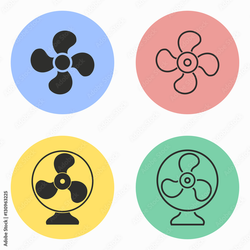 Fan icon set. Fan icon set.
