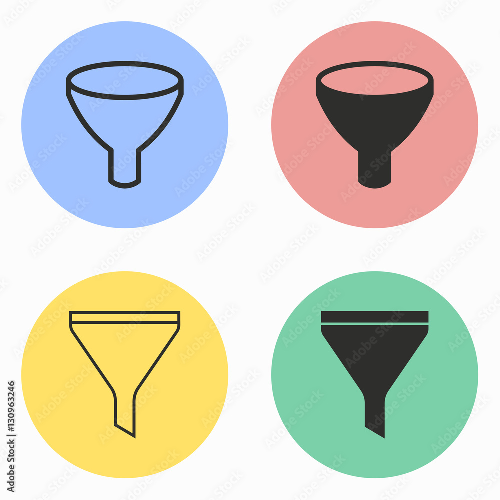 Funnel icon set. Funnel icon set.
