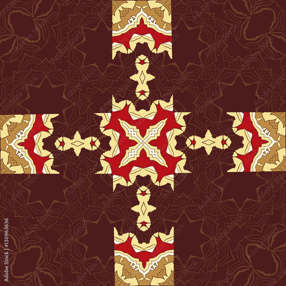 Fototapeta premium Seamless Asian pattern. Vintage decorative elements Hand drawn. Islamic, Arabian, Indian, Persian motifs. Possible use for printing on paper or fabric. Invitation template Pattern