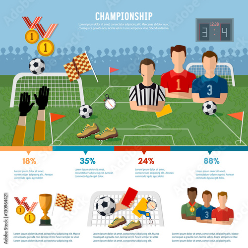 Soccer infographic, football team, signs and symbols soccer