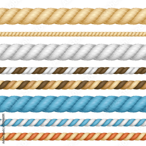 Different Thickness Rope Line Set. Vector