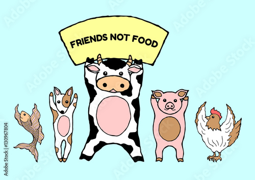 friends not food cute animals, vegan symbol, vegetarian festival