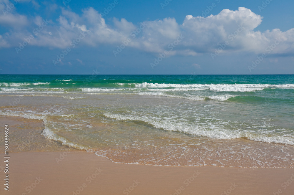 Coastline at empty sea and beach background Coastline at empty sea and beach background