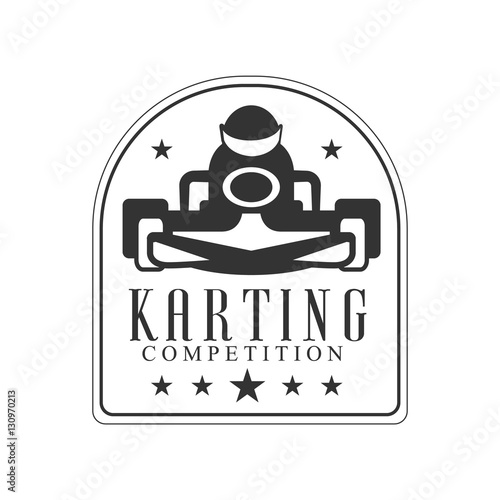 Karting Club Race Black And White Logo Design Template With Rider In Kart Silhouette photo