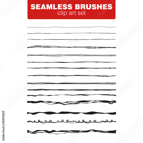 Vector clip art seamless artistic brushes set.