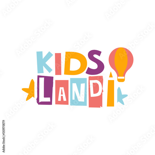 Kids Land Playground And Entertainment Club Colorful Promo Sign For The Playing Space For Children