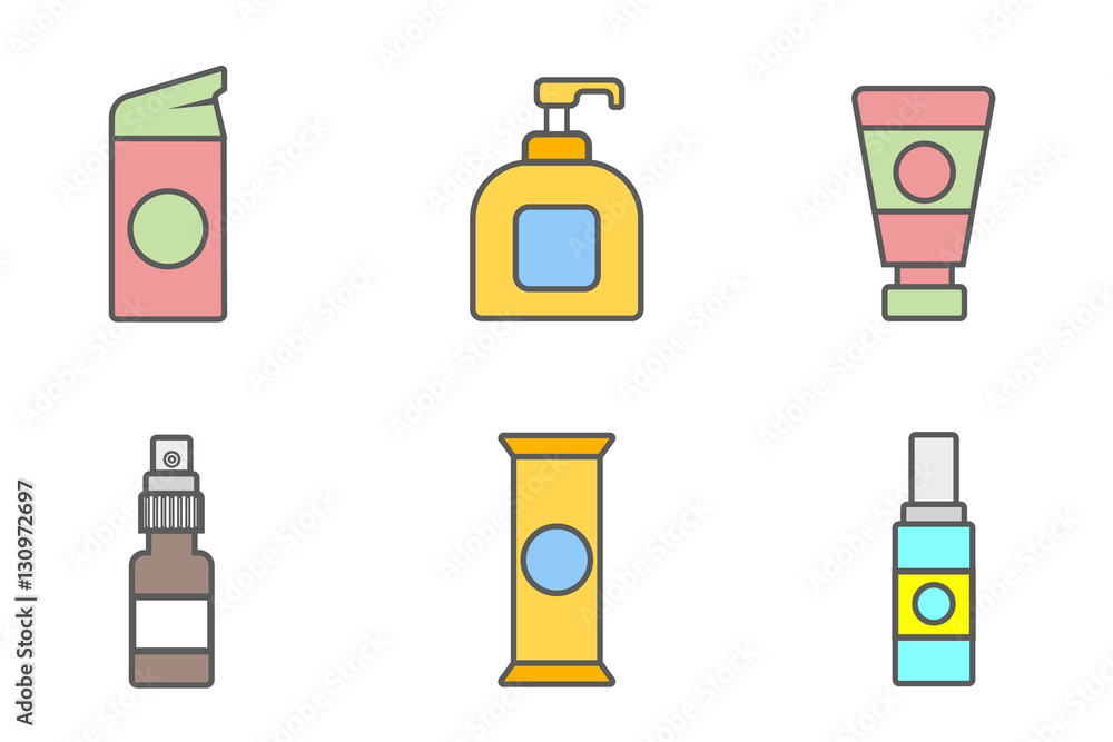 Women lubricating gel or Female lubricant icons set. Women lubricating gel or Female lubricant icons set.