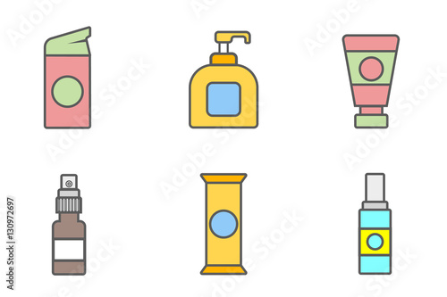 Women lubricating gel or Female lubricant icons set.