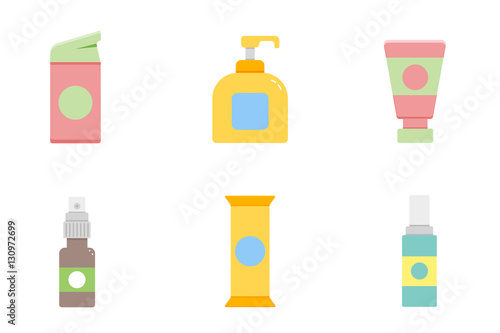 Women lubricating gel or Female lubricant color icons set.
