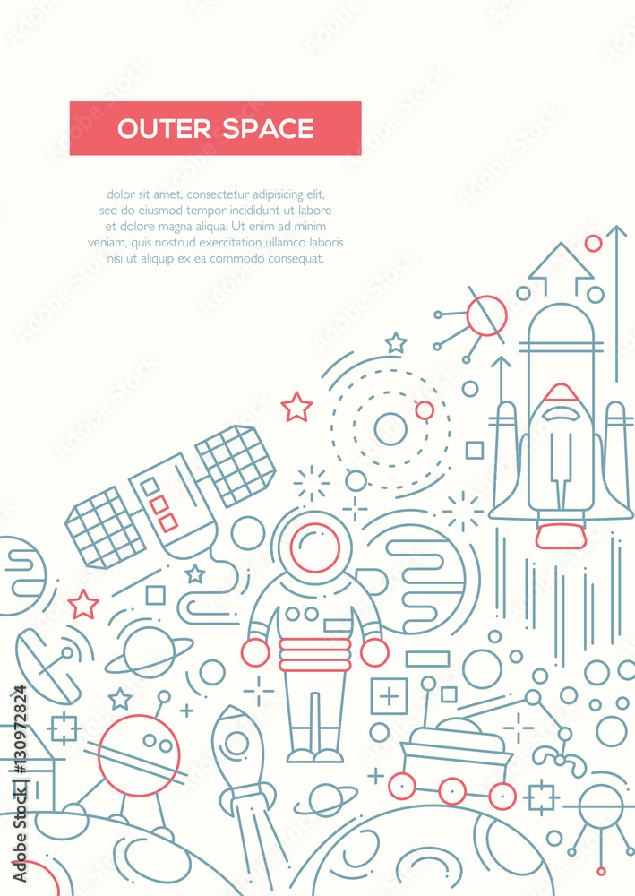 Outer Space - line design brochure poster template A4