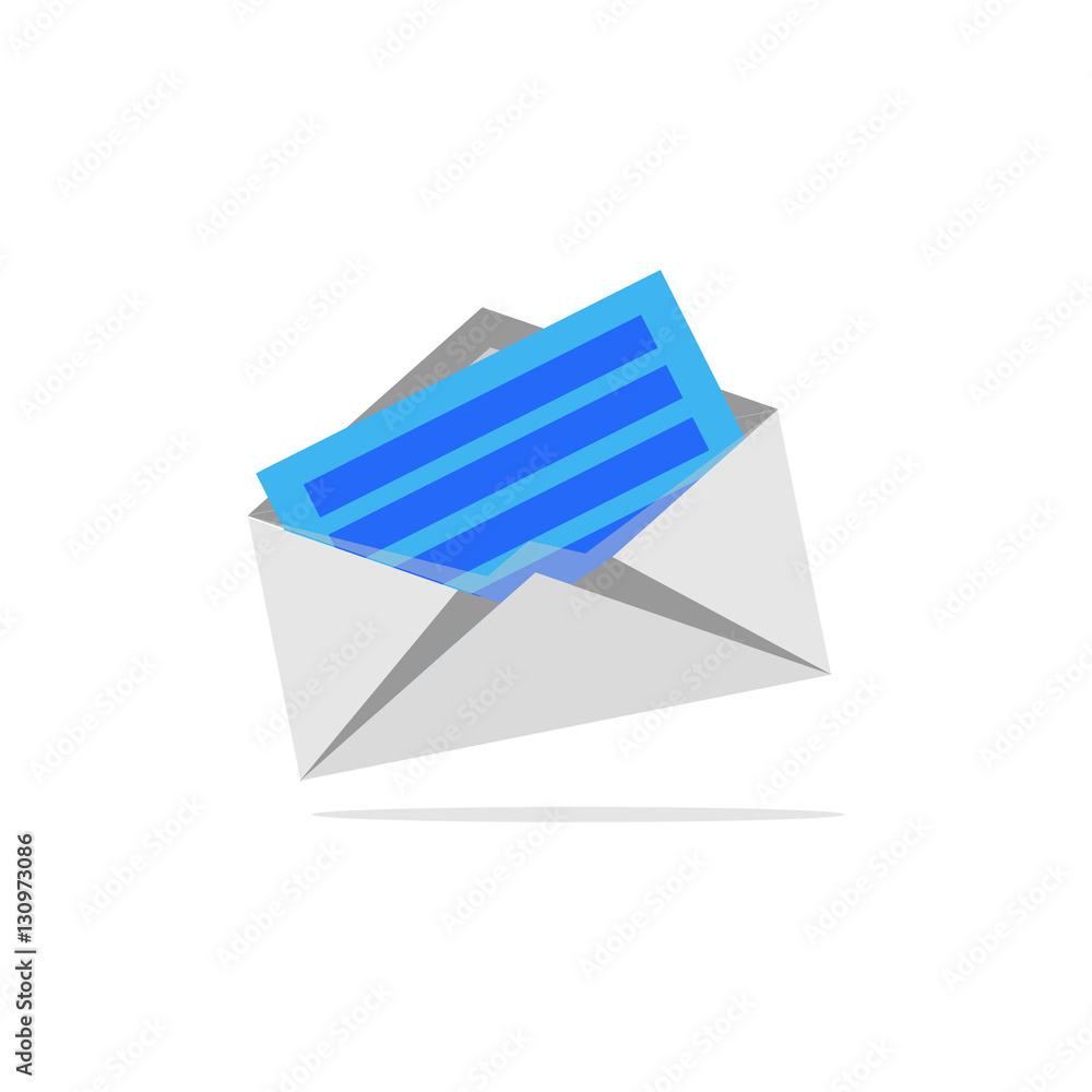 Icon open envelope, envelope with letter. With shadow. Isolated on white background. Vector illustration Icon open envelope, envelope with letter. With shadow. Isolated on white background. Vector illustration