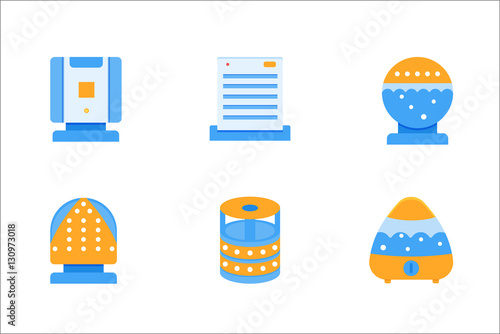 Humidifier, air ionizers,  purifier vector icons set