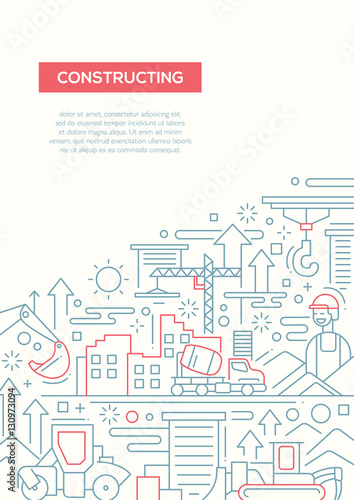 Constructing - line design brochure poster template A4