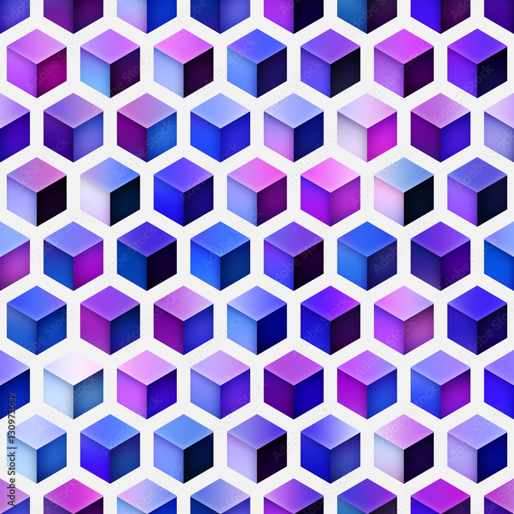 Obraz premium Gradient Cubes Tiling. Seamless Multicolor Pattern