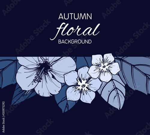 Indigo autumn floral design...