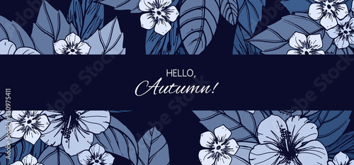 Indigo autumn floral design...