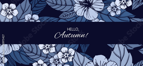 Indigo autumn floral design...