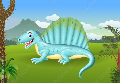 Prehistoric background with dinosaur