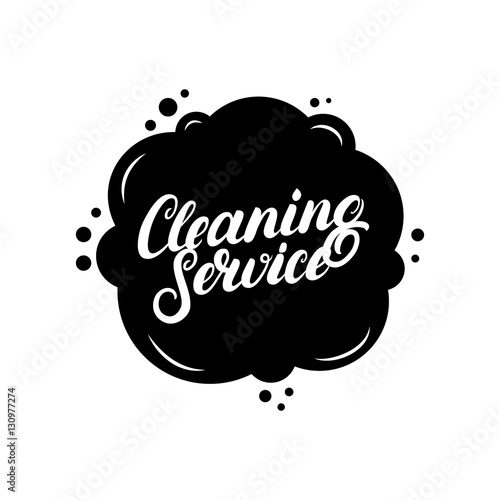 Hand written lettering Cleaning Service logo, label, badge, emblem.