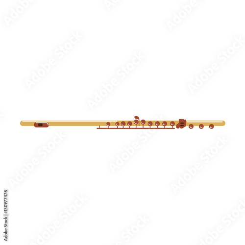 Isolated flute icon on white background. Musical instrument from orchestra.