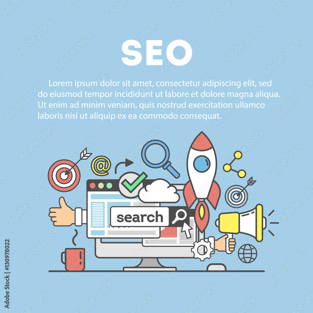 Search engine optimization concept. Social network and media communication. Search engine optimization concept. Social network and media communication.