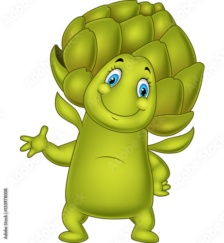 Cartoon artichoke waving hand