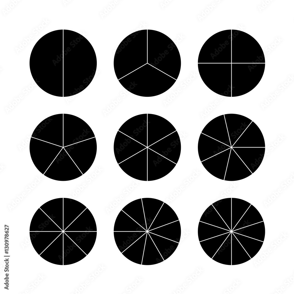Circle segments set. Black flat color. Circle segments set. Black flat color.