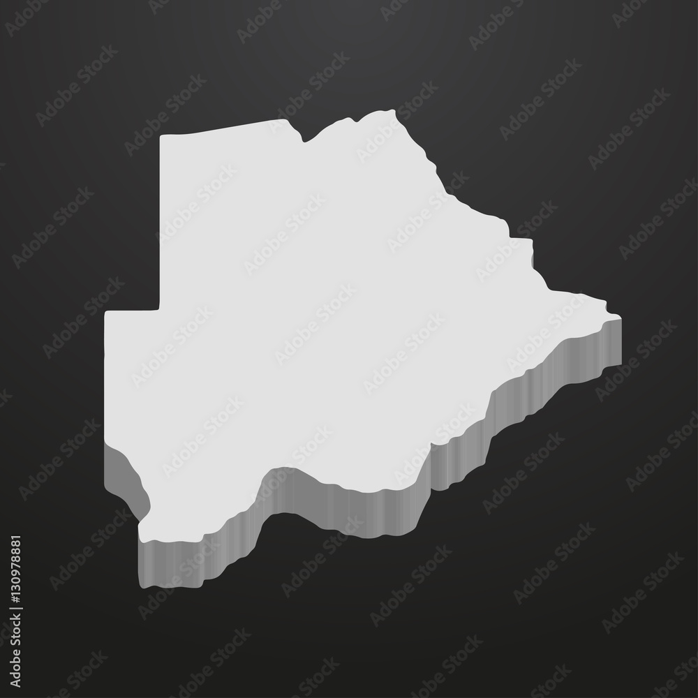 Fototapeta premium Botswana map in gray on a black background 3d