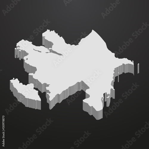 Azerbaijan map in gray on a black background 3d