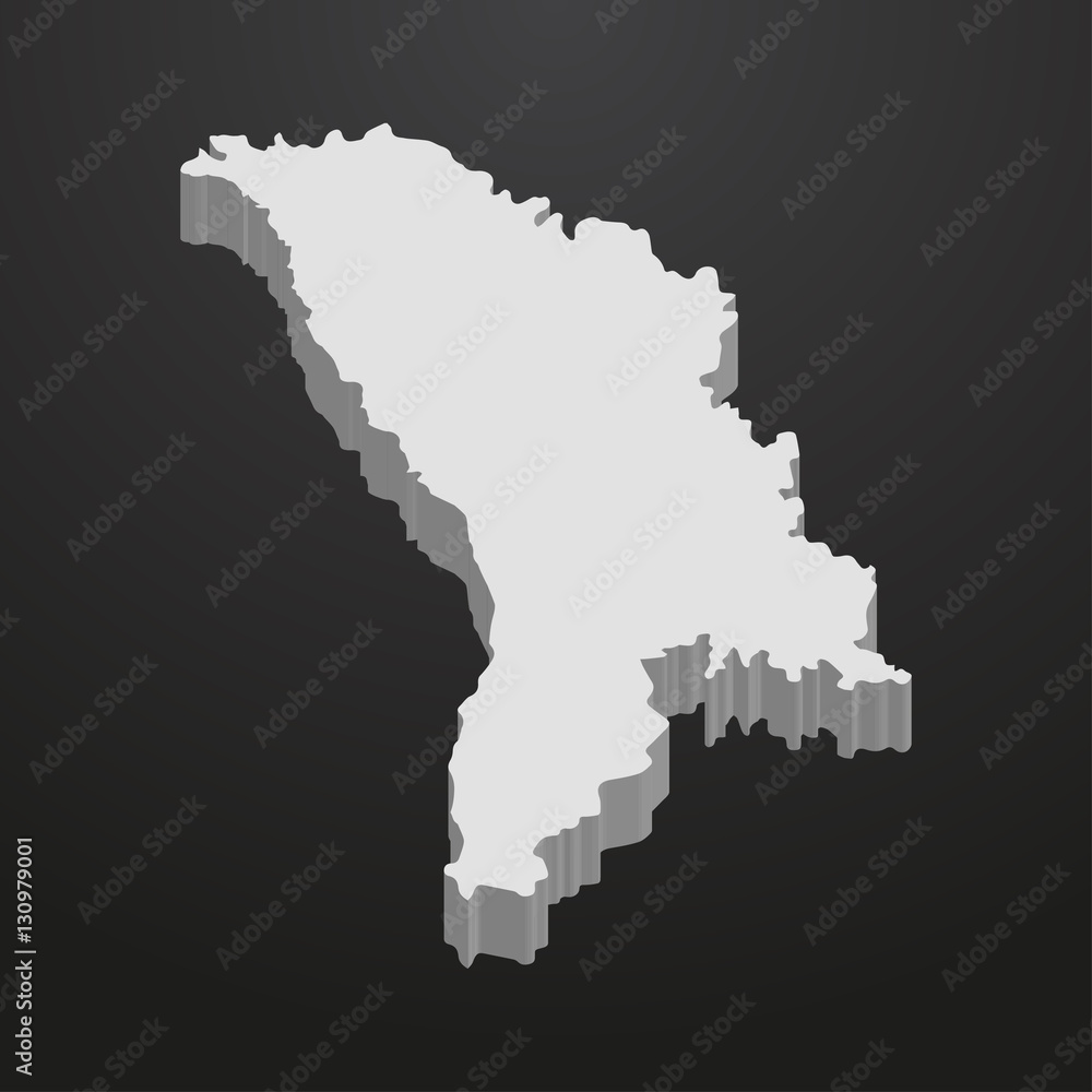 Fototapeta premium Moldova map in gray on a black background 3d