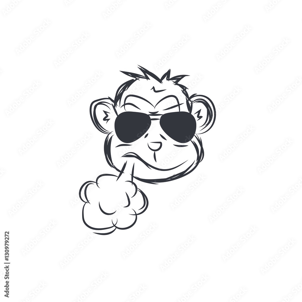 Monkey Wearing Glass Smoking Logo