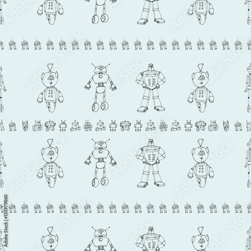 Robot doodles pattern.