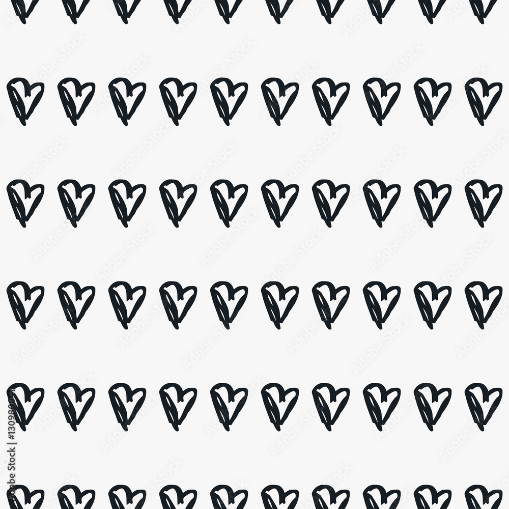 Doodle seamless pattern with hearts Doodle seamless pattern with hearts