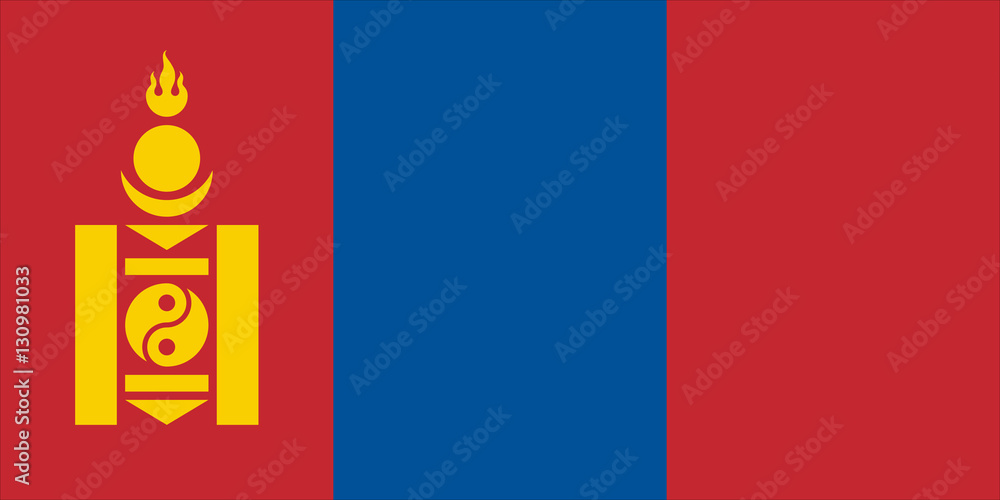 Naklejka premium Nice drawing of amazing horizontal Mongolian flag.
