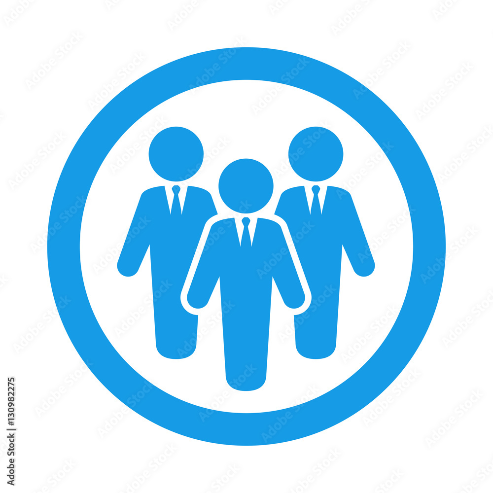 Icono plano grupo hombres negocio en circulo color azul Icono plano grupo hombres negocio en circulo color azul
