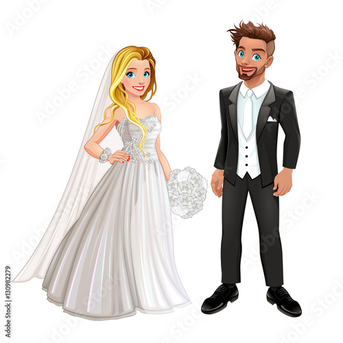 Bride and groom in the wedding day